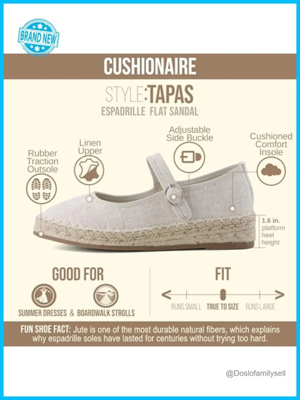Canvas Mary Jane Flat Espadrilles with Adjustable Strap and Cushioned Insole